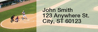 Orange & Blue Baseball Team Narrow Address Labels | LRRSPT-18
