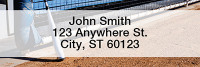 Navy Blue & White Baseball Team Narrow Address Labels | LRSPT-12