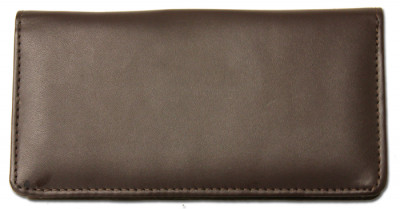 Light Brown Business Size and Travelers Check Checkbook Cover PU Leather with Built in Storage Pockets for Side Tear Checks 