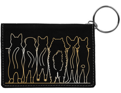 Cat Tails Engraved Leather Keychain Wallet | KLE-00003