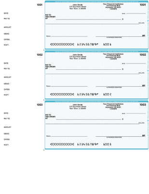 Teal Safety 3 Per Page Wallet Checks | L3P-AS