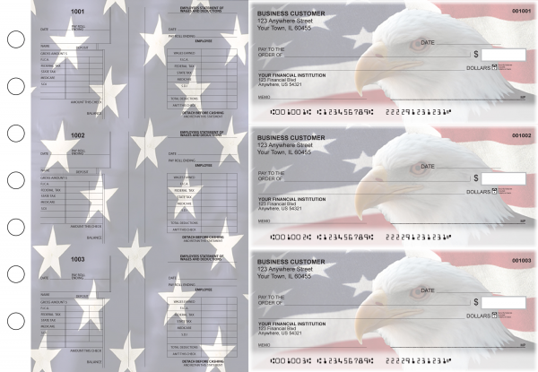 American Flag Multi-Purpose Salary Voucher Business Checks | BU3-7CDS32-MPS