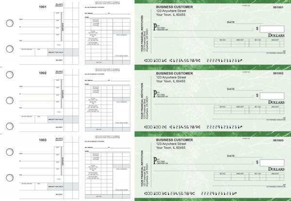 Green Marble Payroll Invoice Business Checks | BU3-7GMA01-PIN