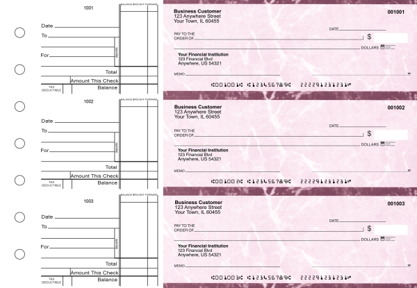 Burgundy Marble Standard Business Checks | BU3-BMA01-STA