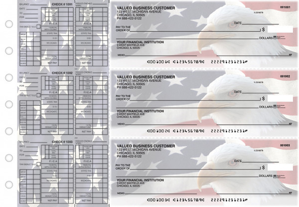 American Flag Payroll Designer Business Checks  | BU3-CDS32-PAY