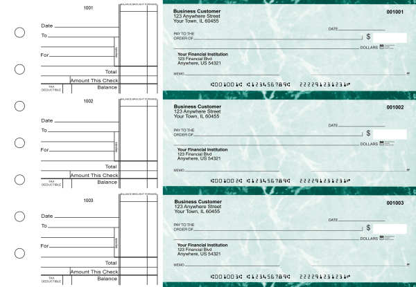 Teal Marble Standard Business Checks | BU3-EMA01-STA