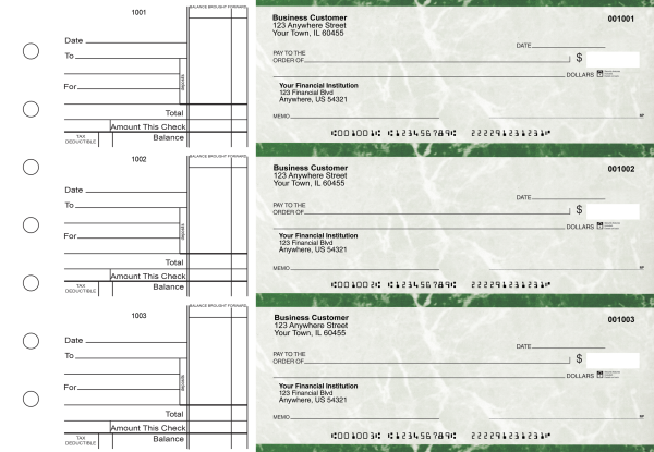Green Marble Standard Business Checks | BU3-GMA01-STA